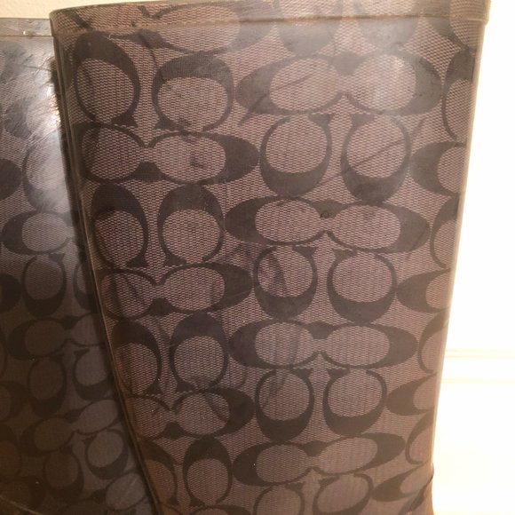 Coach Monogrammed Clear Grey Rainboots - Picture 2 of 14